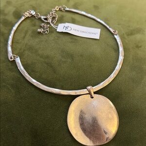 New Directions Textured Silver Necklace with Round Pendant